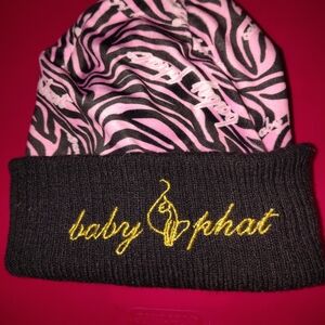 Baby Phat Zebra Print Beanie with Gold Logo